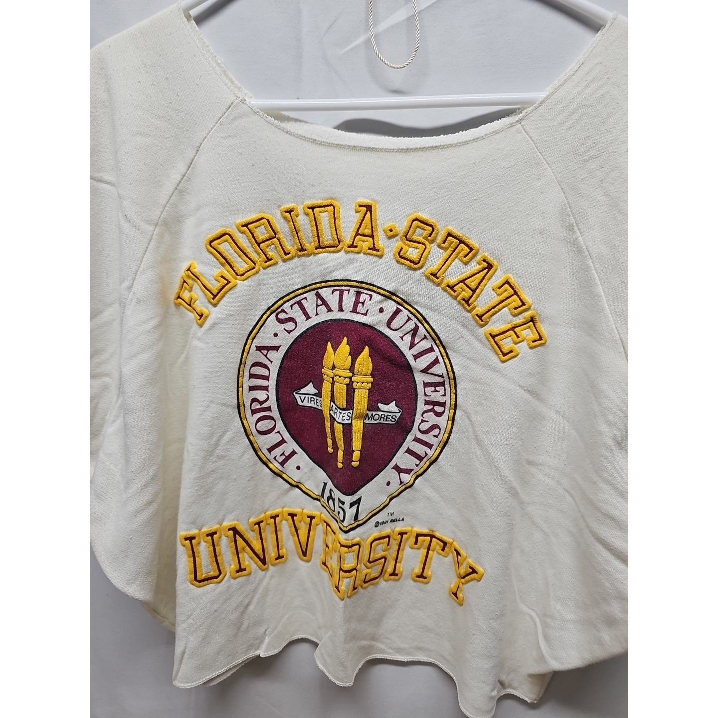 Rella Women White Vintage 90s Florida State Fsu Bodybuilding Crop Shirt One Size — image 4 of 8